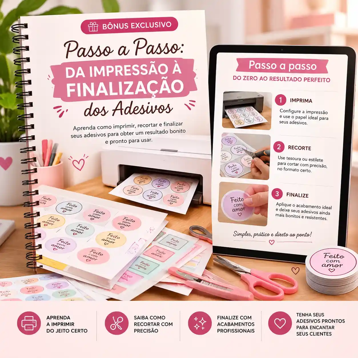 Bônus 1: Passo a Passo da Impressão à Finalização dos Adesivos